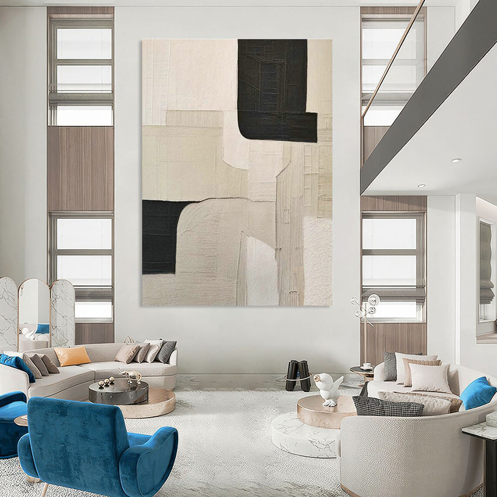 Black - White Geometric Abstract Art for Contemporary Home Entryways DLZ0241