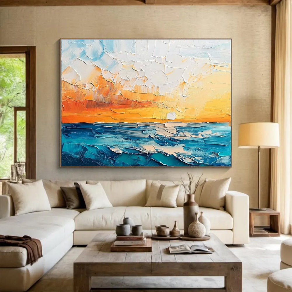 Textured Sea Sunset Art for Beachfront Restaurant & Nautical - Inspired Art Gallery SC132