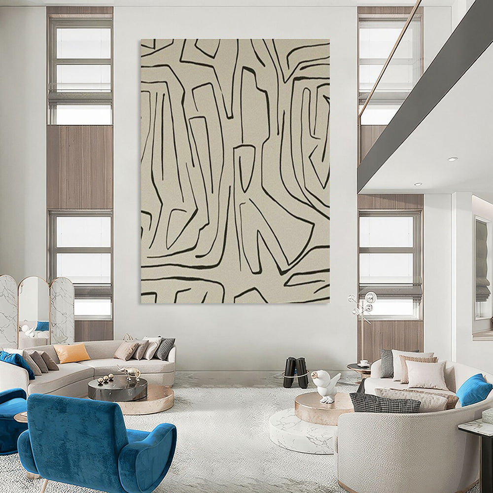 Black - Line Abstract Art for Bohemian Café & Creative Studio DLZ2046