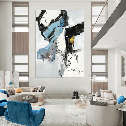 Blue - Black Abstract Art for Minimalist Home & Corporate Lobby DLZ0792