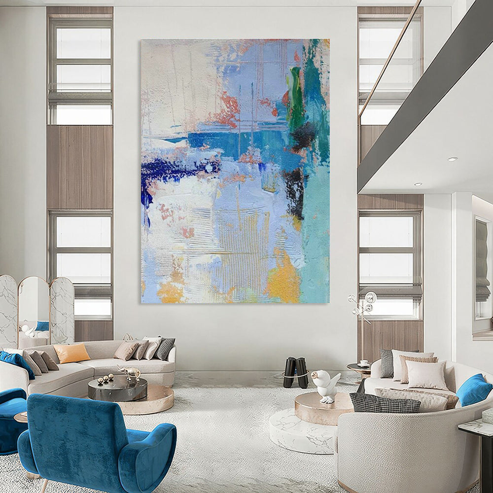 Colorful Blue Abstract Art for Living Room & Office DLZ0335