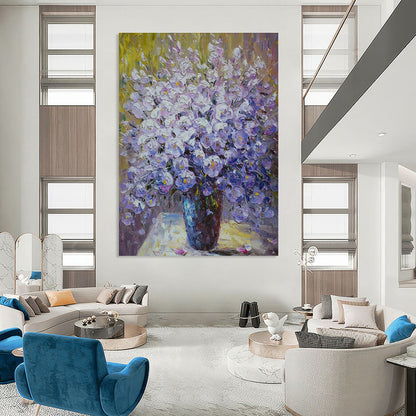 Realistic Purple Flower Oil Painting for Elegant Dining Room & Floral - Themed Spa DLZ1353