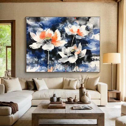 Elegant Lotus Ink Art for Asian - Inspired Home & Zen Spa SC580