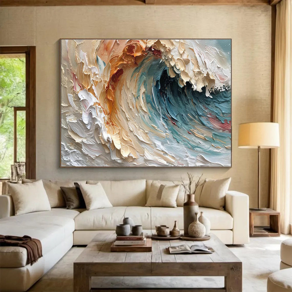 Textured Ocean Wave Art for Relaxing Bathroom Retreat DLZ3060