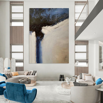 Blue and Gray Abstract Flow Art for Coastal - Inspired Office & Creative Studio DLZ2199