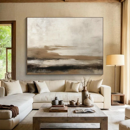 Layered Brown - Grey Abstract Art for Industrial - Style Loft Edge DLZ2716