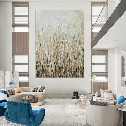 Gold - Blue Rain - like Abstract Art for Living Room & Dining Room DLZ0307