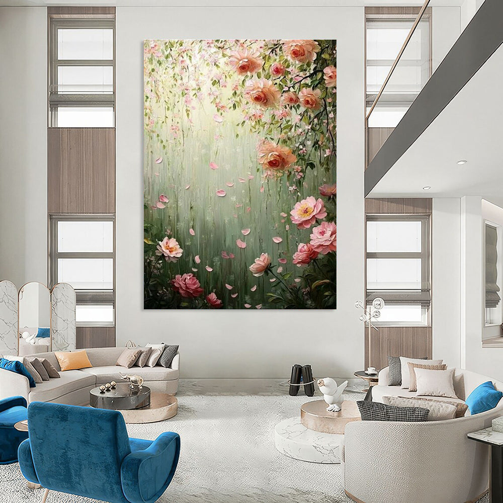Romantic Floral Waterfall Art for Wedding Venue Lounge & Feminine Boudoir DLZ2253