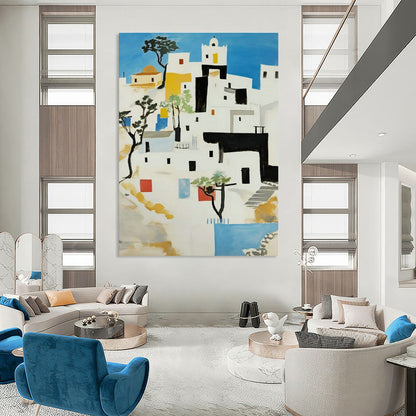 White Building Landscape Art for Mediterranean - Style Villa & Travel Agency Office DLZ1769