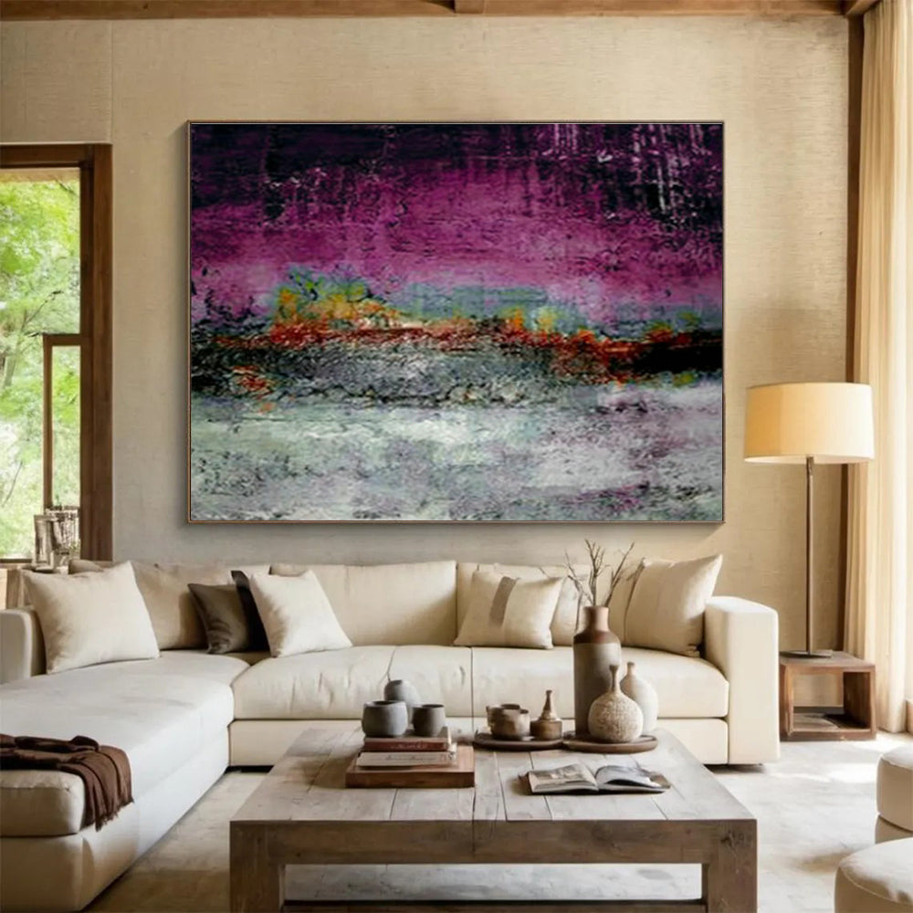 Purple - Toned Landscape Abstract Art for Artistic Bedroom DLZ2775