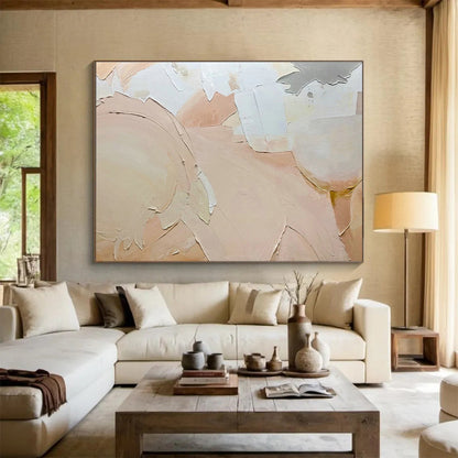 Light Pink Relief Abstract Art for Luxury Bridal Suite Lounges DLZ2570
