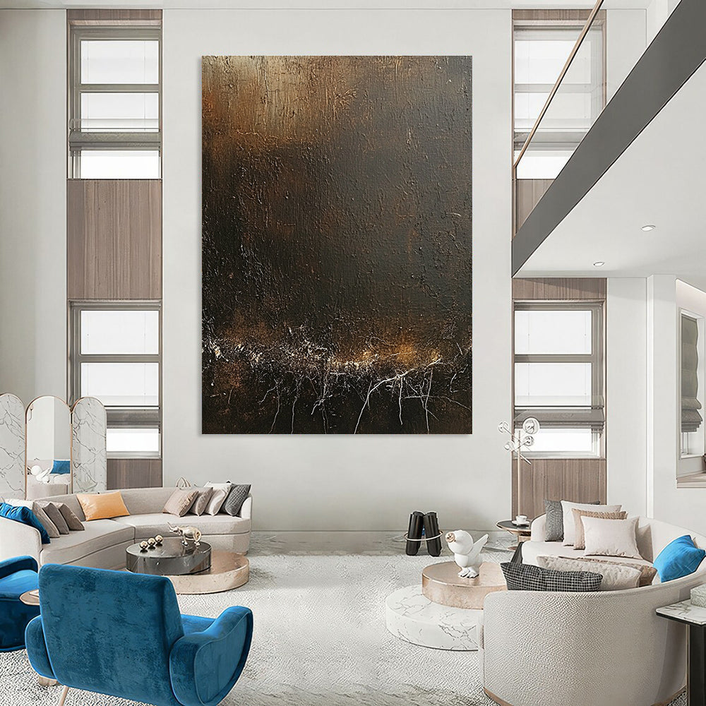 Dark Textured Abstract Art for Industrial - Chic Loft & Introspective Home Study STSC1429