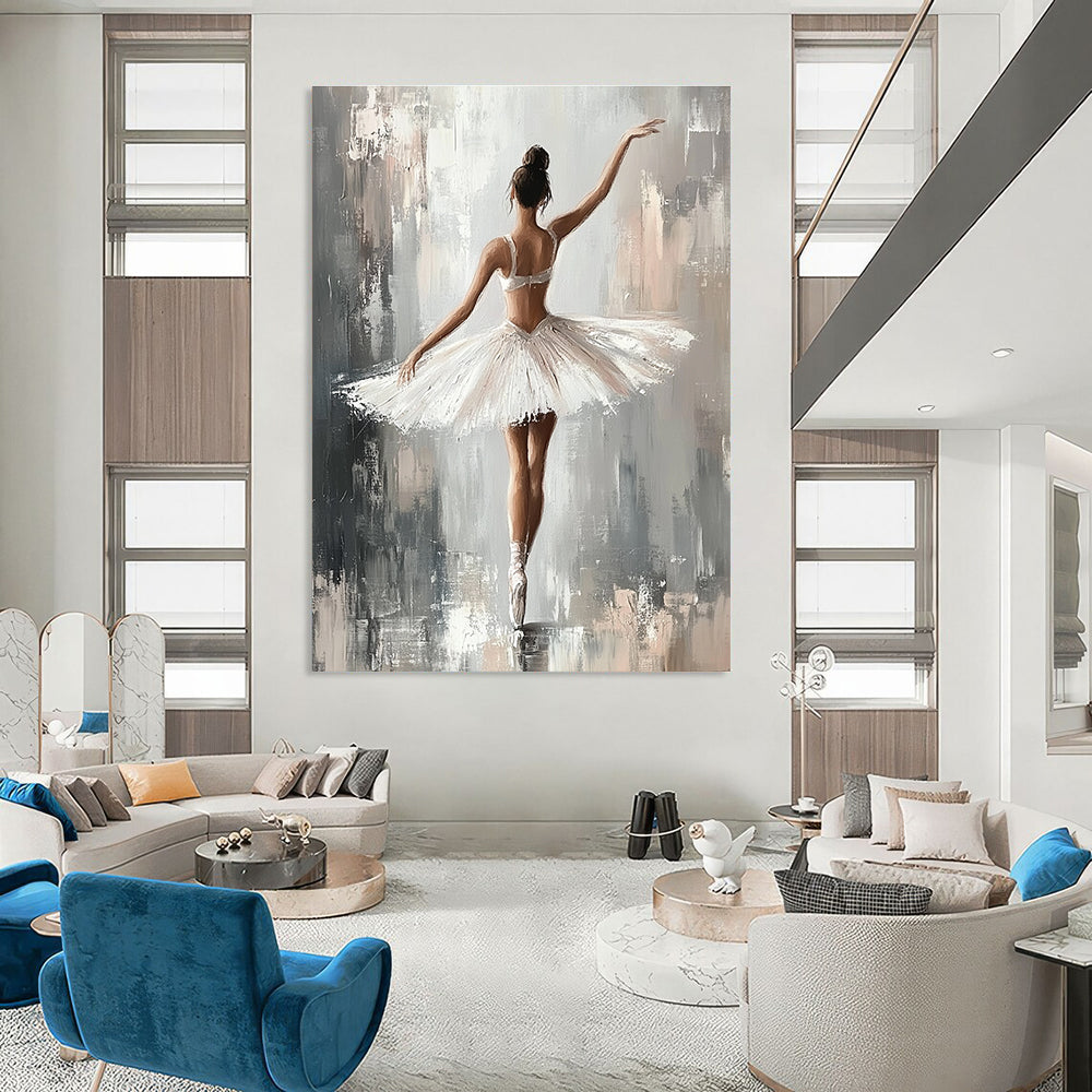 Ballerina in White Tutu Art for Dance Studio & Elegant Bedroom STSC1380