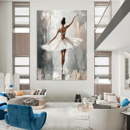 Ballerina in White Tutu Art for Dance Studio & Elegant Bedroom STSC1380
