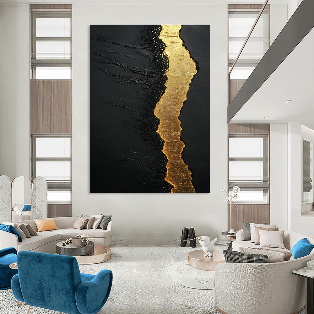 Black and Gold Abstract for Luxury Hotel Lobby & Sophisticated Home Office STSC304