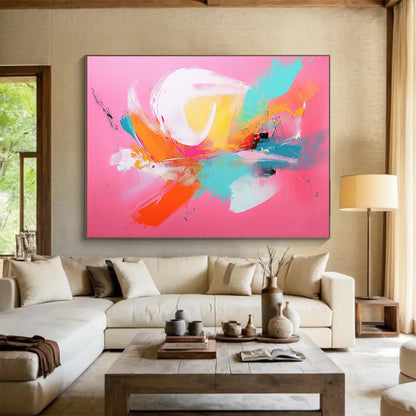 Pink - Colored Abstract Burst Art for Fashion Boutique & Modern Dining Room SC224