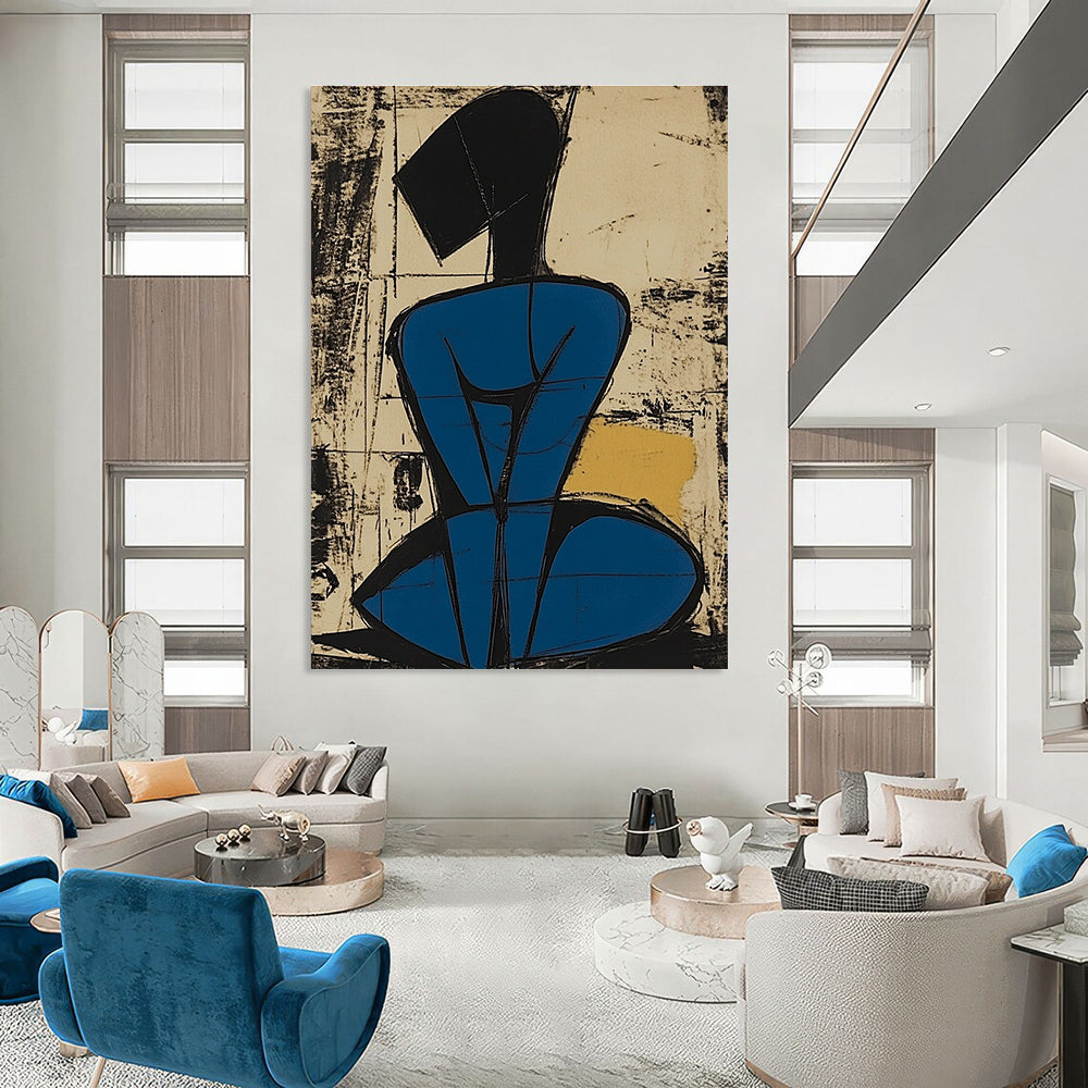 Abstract Figure in Blue for Mid - Century Modern Office & Avant - Garde Art Studio STSC984
