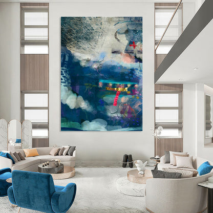 Blue - Toned Collage Art for Coastal Home Study Spaces DLZ0155