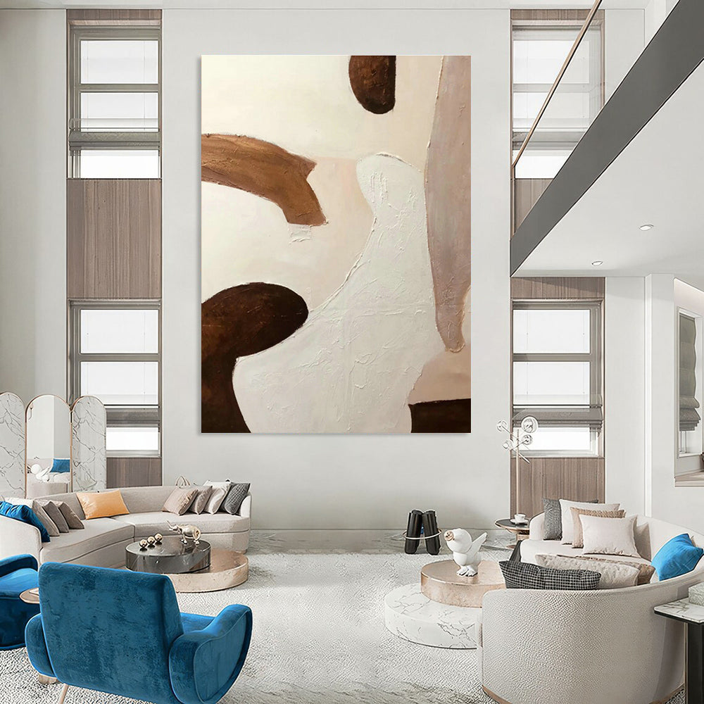 Brown - White Abstract Art for Bohemian Bedroom & Art Gallery Corner DLZ1171