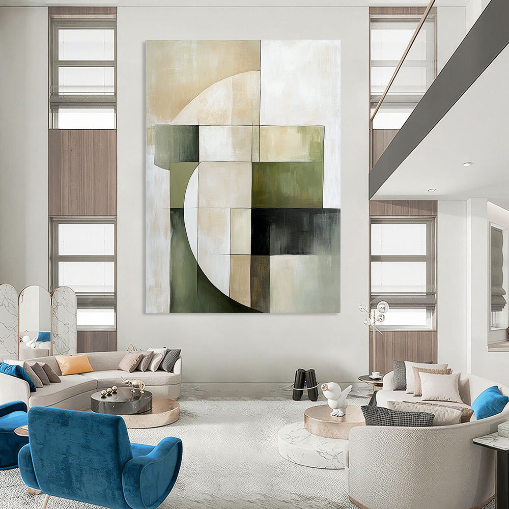 Geometric Neutral Tones for Minimalist Living Room & Modern Office STSC430