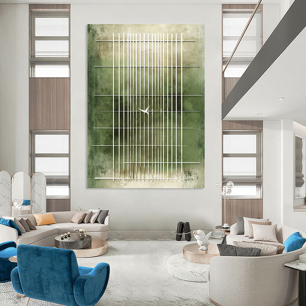 Bird in Grid Art for Minimalist Study & Philosophical Library STSC1216