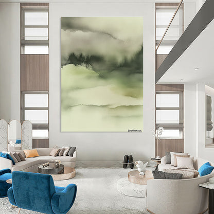 Gentle Green Watercolor Art for Yoga Studio & Nursery STSC068