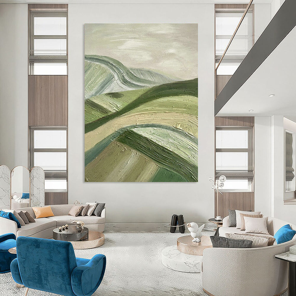 Green Rolling Hills Painting for Country Kitchen & Hiking Lodge DLZ0606
