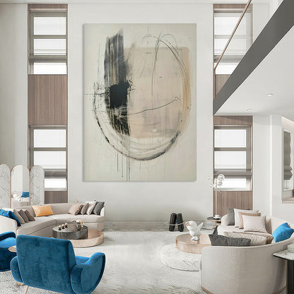 Black - White Line Abstract Art for Minimalist Office & Art Gallery Lounge DLZ1829