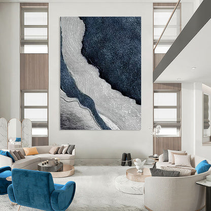 Black - and - White Line Texture Art for Contemporary Office & Monochrome Gallery DLZ2236