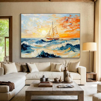 Sailboat at Sunset Art for Yacht Club & Sailing Enthusiast’s Home SC419
