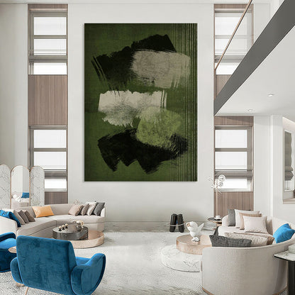 Expressive Green Brushstroke Art for Industrial - Style Loft & Artistic Workplace DLZ1379