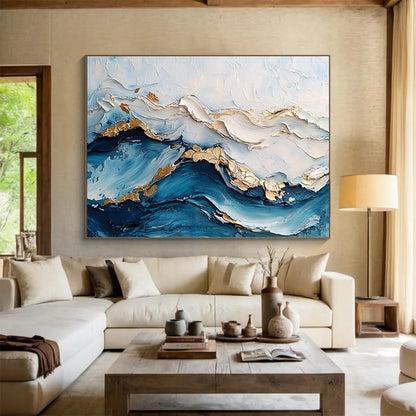 Minimalist Textured Wave Art for Scandinavian - Style Home & Calm Meditation Space SC102