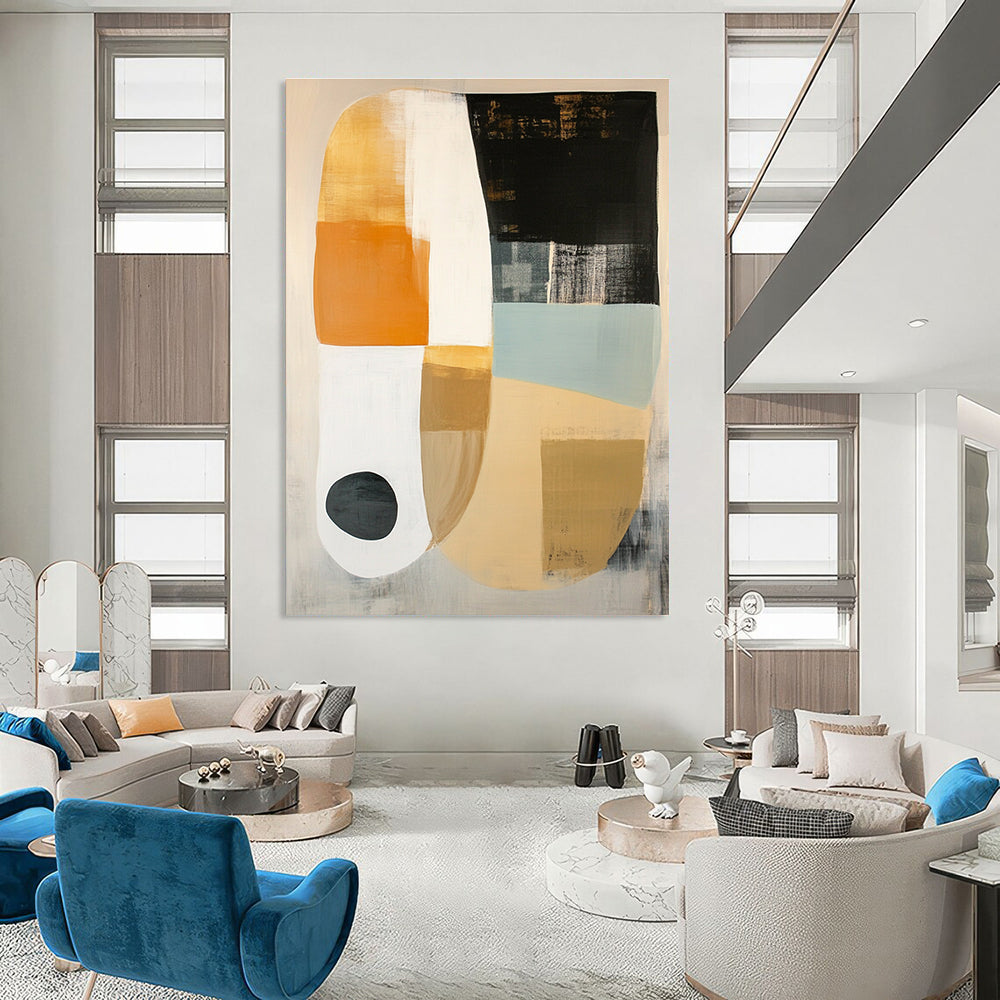 Geometric Neutral Tones with Circle for Minimalist Bedroom & Modern Art Gallery STSC762