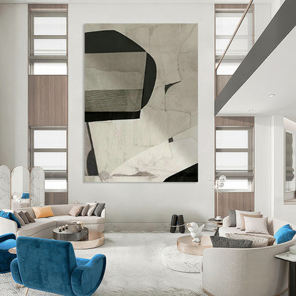 Black - White Geometric Abstract for Modern Art Gallery Corridor & Minimalist Office Lounge DLZ0880