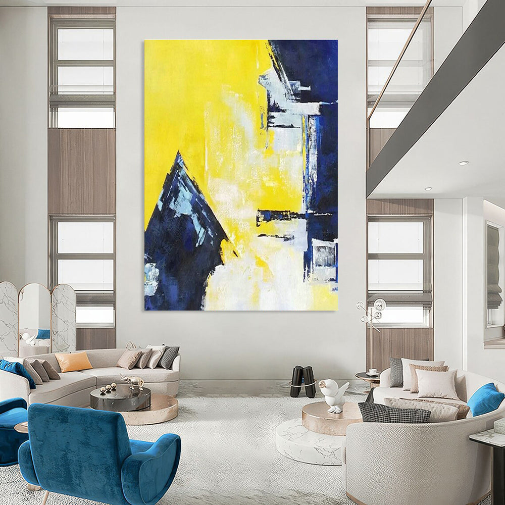 Yellow - Blue Abstract Art for Office & Living Room DLZ0327
