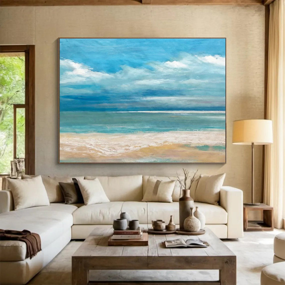 Pastel Clouds & Waves Art for Nostalgia - Driven Beach House Bedroom DLZ3022