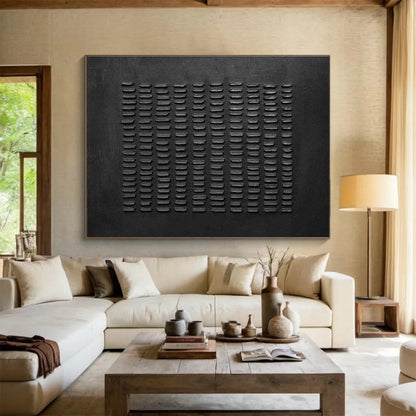 Black Textured Abstract Art for Industrial - Style Lounges DLZ2473