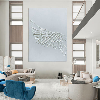 White Textured Wing Art for Spiritual Retreat & Elegant Bedroom DLZ2185