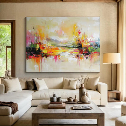 Vibrant Landscape Art for Eco - Friendly Resort Dining Hall & Art - Loving Family Kitchen SC138