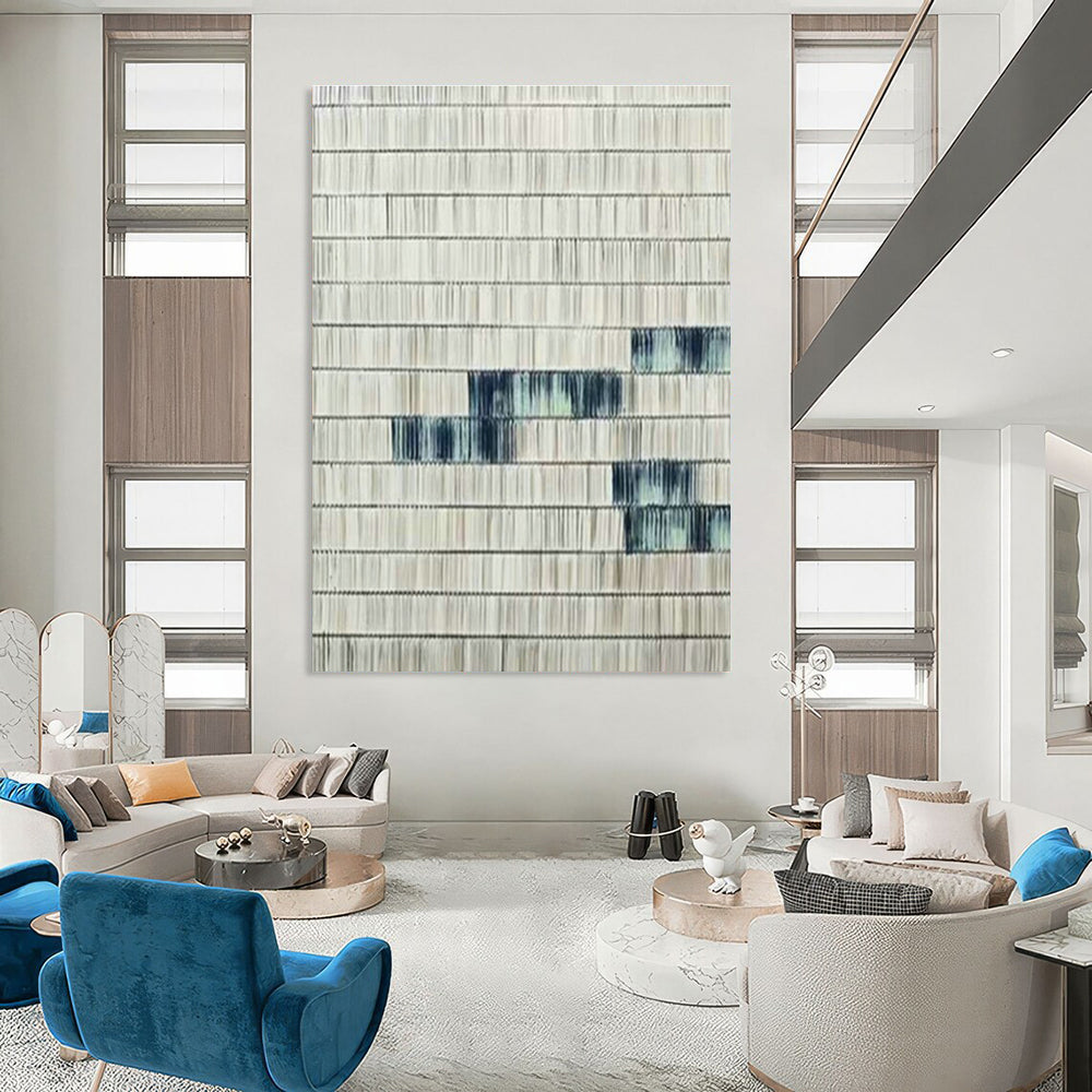 Gray - White Striped Art for Modern Office Meeting Room & Minimalist Home Library DLZ1040