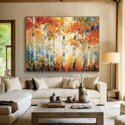 Autumn Birch Forest Art for Cozy Bed - and - Breakfast Reading Nooks DLZ3219