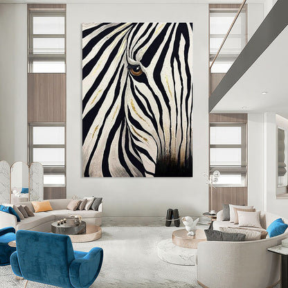 Zebra Eye with Gold Accents Art for Luxury Dressing Room & Art - Centric Living Room DLZ2146