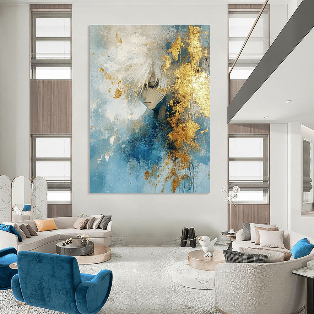 Abstract Portrait with Gold Accents for Luxury Bedroom & High - End Art Gallery STSC449