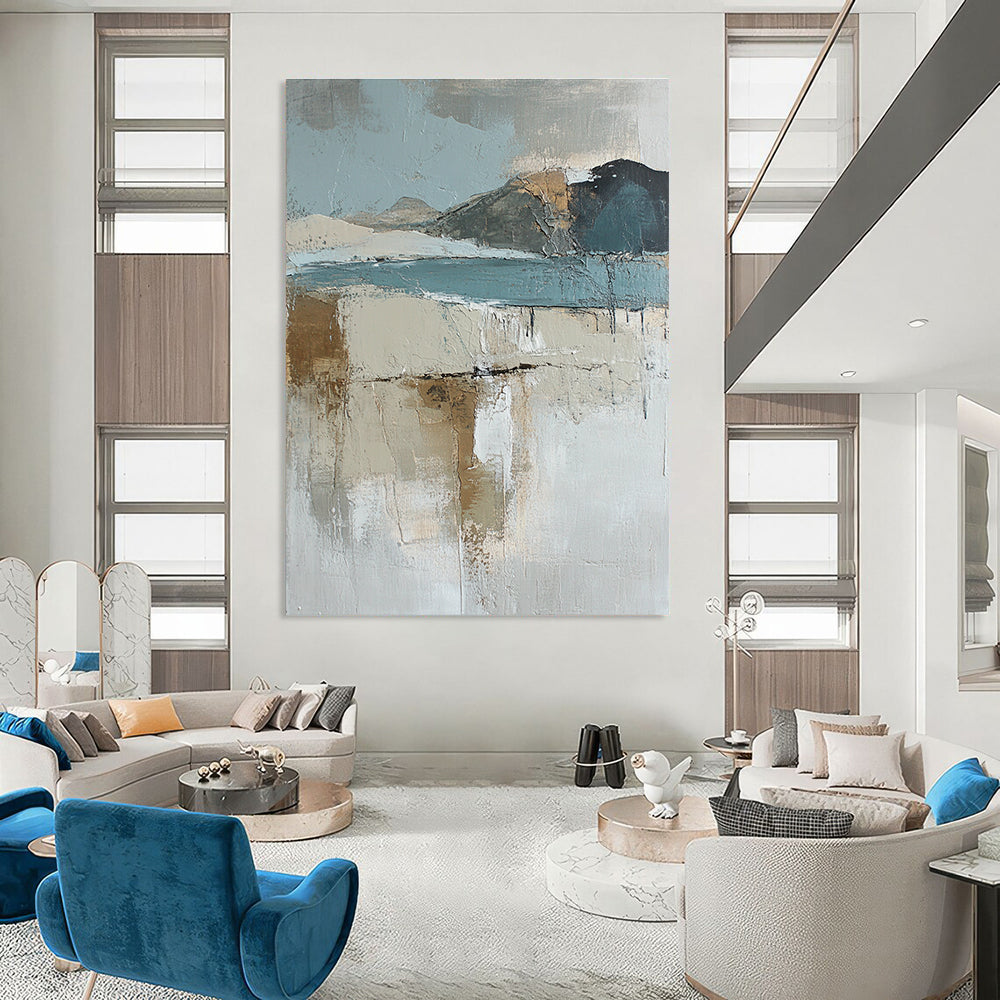 Textured Landscape with Muted Tones Art for Minimalist Home Library & Art - Inspired Meditation Space STSC145