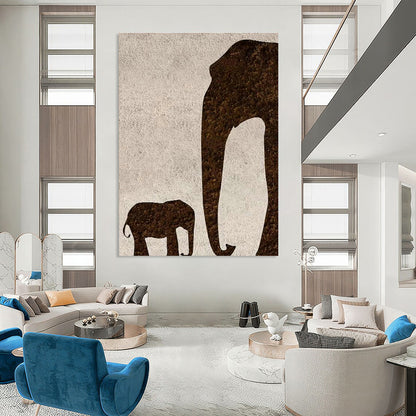 Elephant Silhouette Oil Painting for Family - Friendly Home & Safari - Themed Nursery DLZ1336