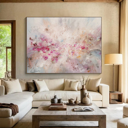 Pink Floral Abstract Art for Romantic Bedroom Decor DLZ2917