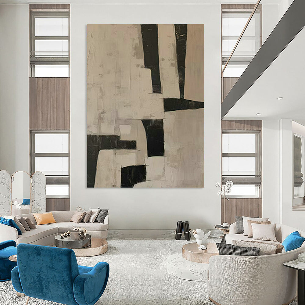 Black - White Geometric Abstract Art for Modern Art Museum & Scandinavian - Style Home DLZ1882