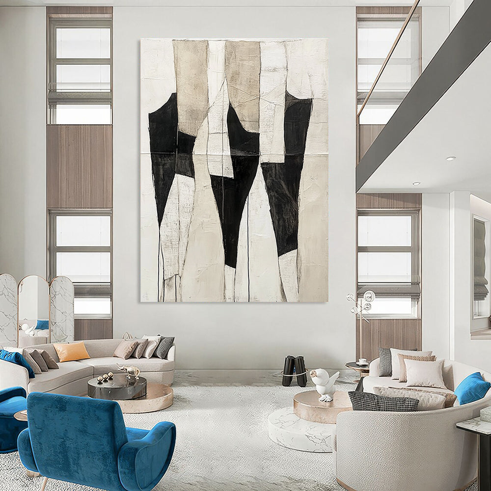 Black and Beige Patchwork Abstract for Industrial - Chic Loft & Contemporary Gallery STSC403
