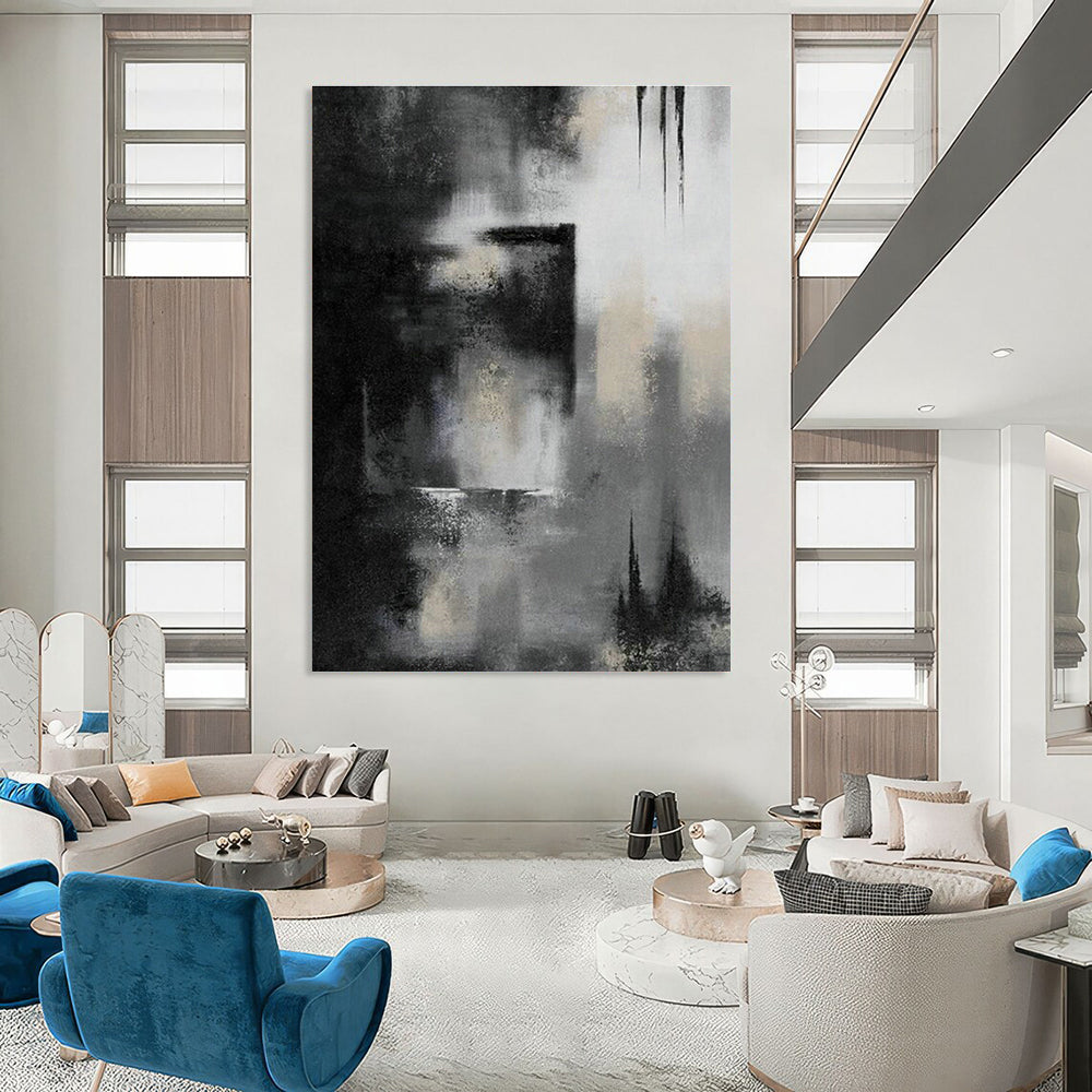 Black - White Abstract Art for Industrial Office Reception Areas DLZ0076