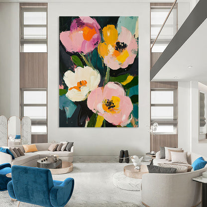 Vibrant Flower on Dark Art for Bar & Creative Studio STSC057